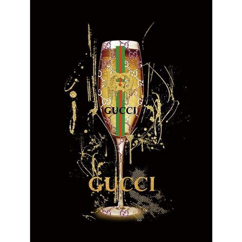 Glasschilderij 60x80cm Gucci Met Goudfolie 